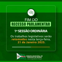 Câmara inicia os trabalhos nesta terça-feira (21), com a realização da primeira Sessão Ordinária de 2025